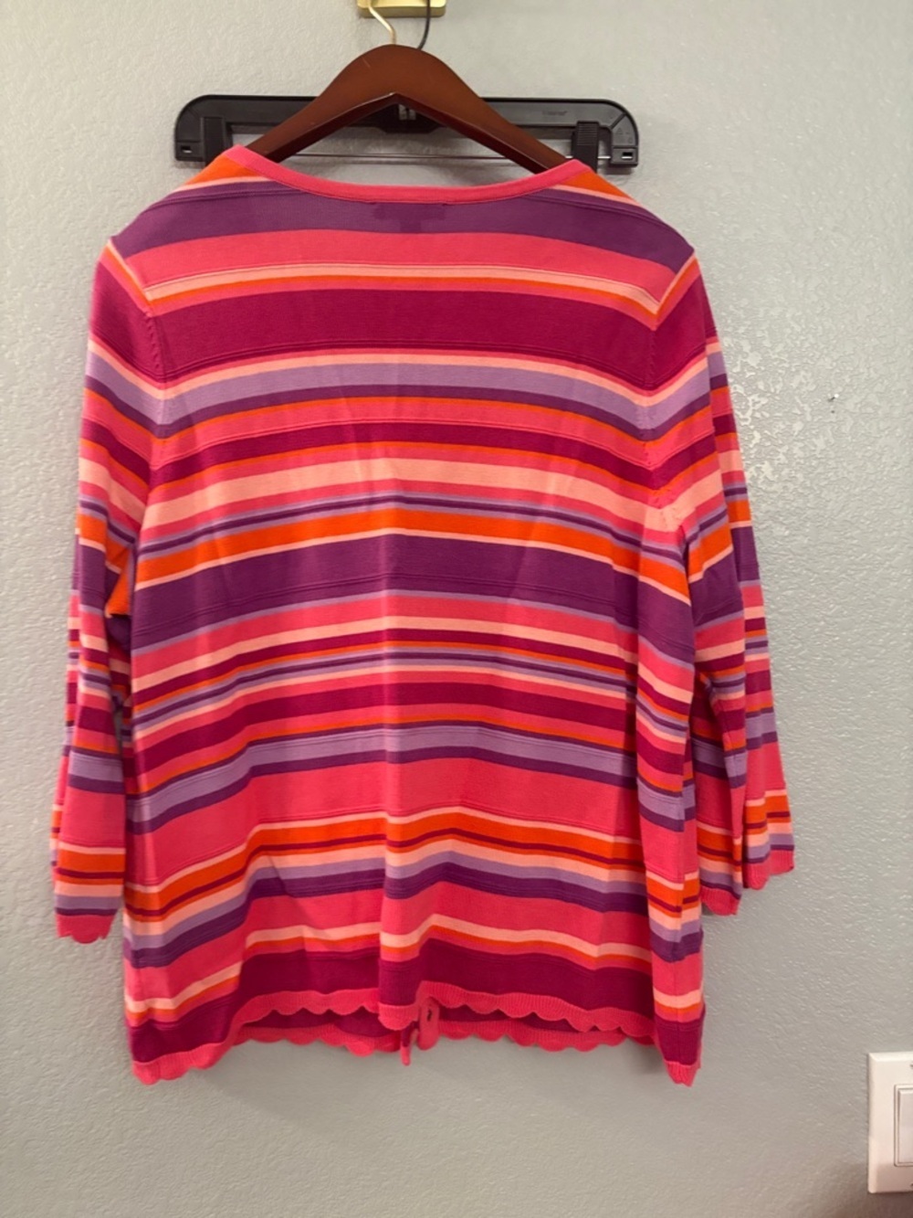 Talbots Pink, Purple & Orange Striped Button-Front Top - Picture 5 of 5
